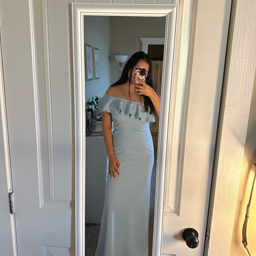 Elegant Off-Shoulder Light Blue Dress